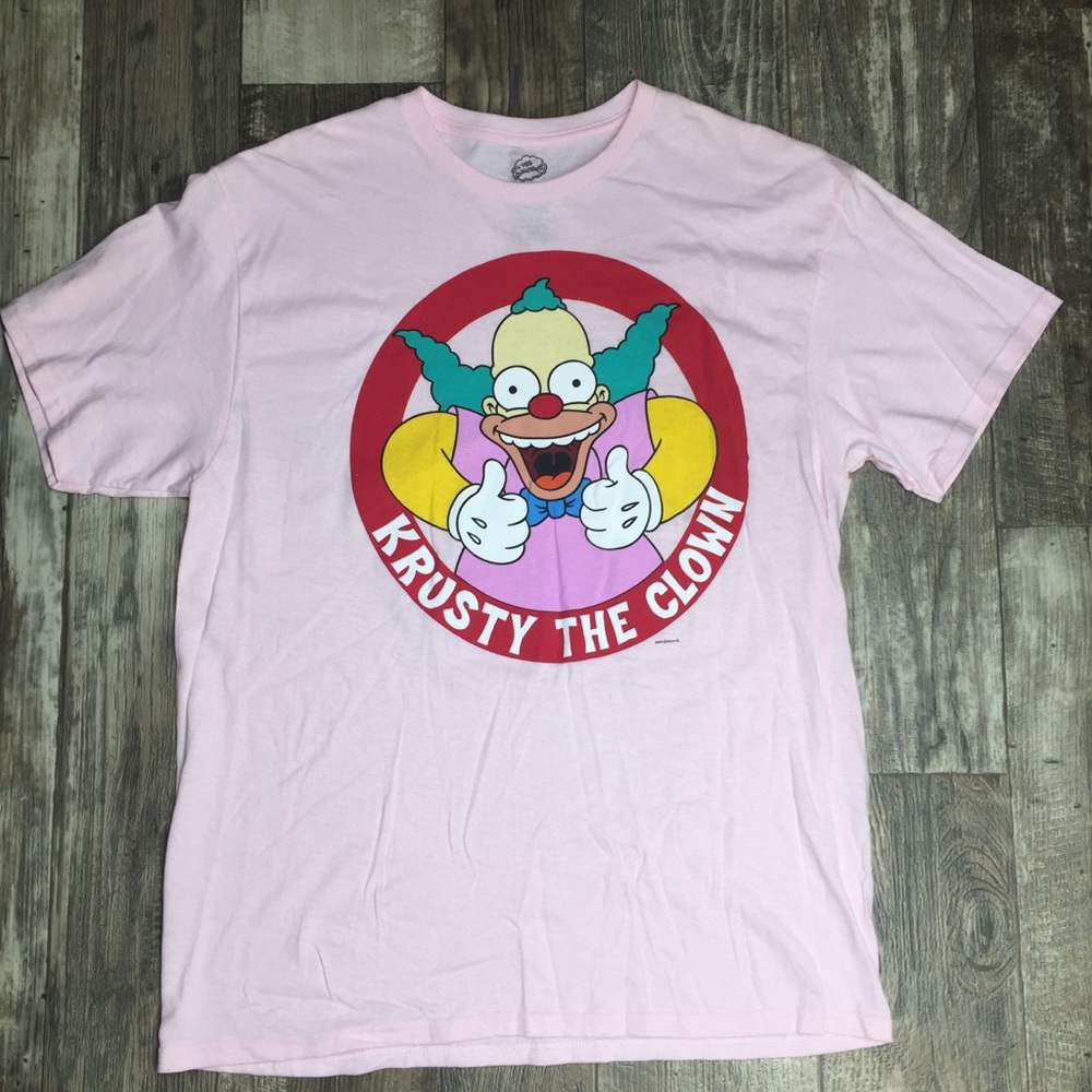 NWOT Simpson’s Krusty the clown pink tee shirt lrg